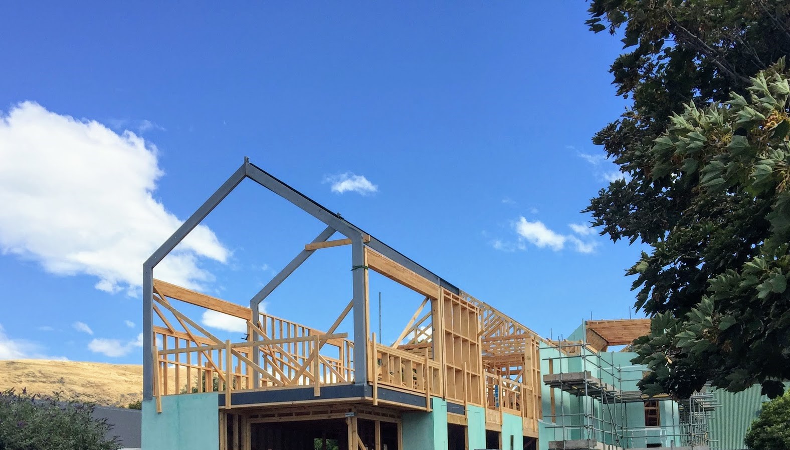 Steel frame for timber construction